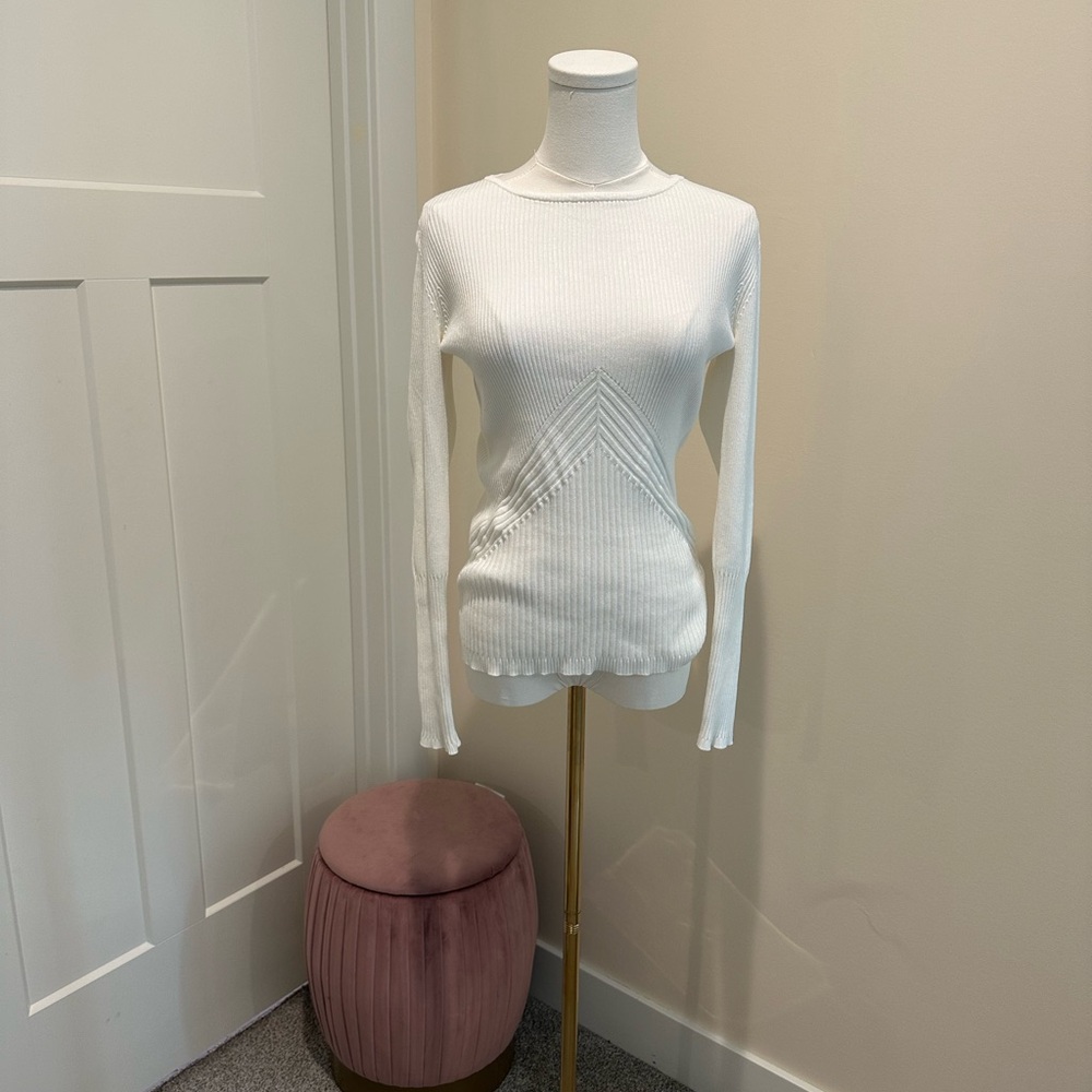 Karen Millen Ivory Ribbed Top